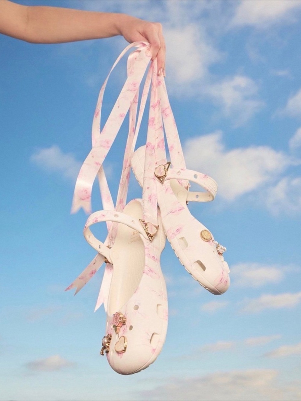 LOVESHACKFANCY x CROCS Romantic Rose Pink Floral Ribbon Mary Jane Ballet Flats 9 - Picture 7 of 15